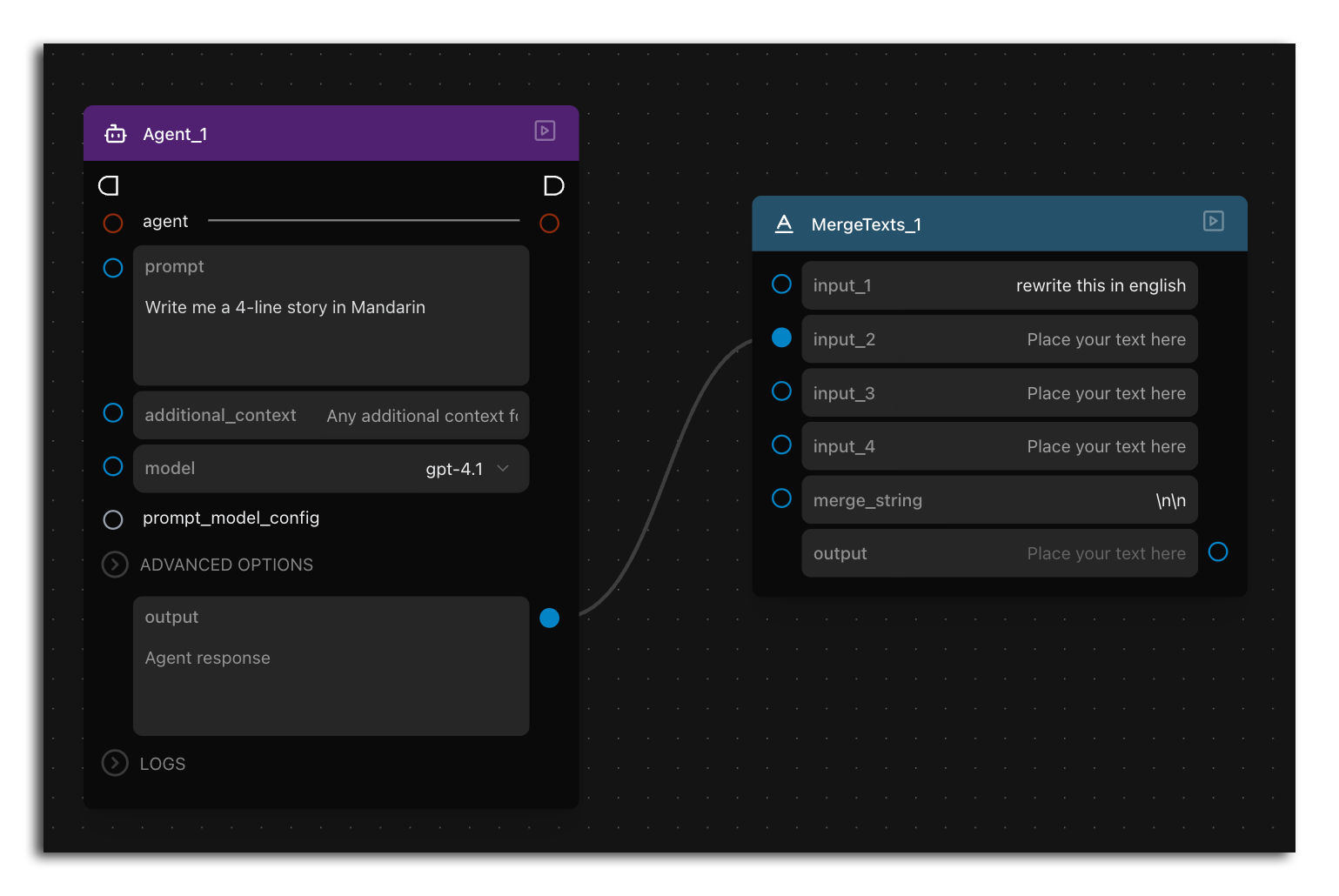Merge text setup